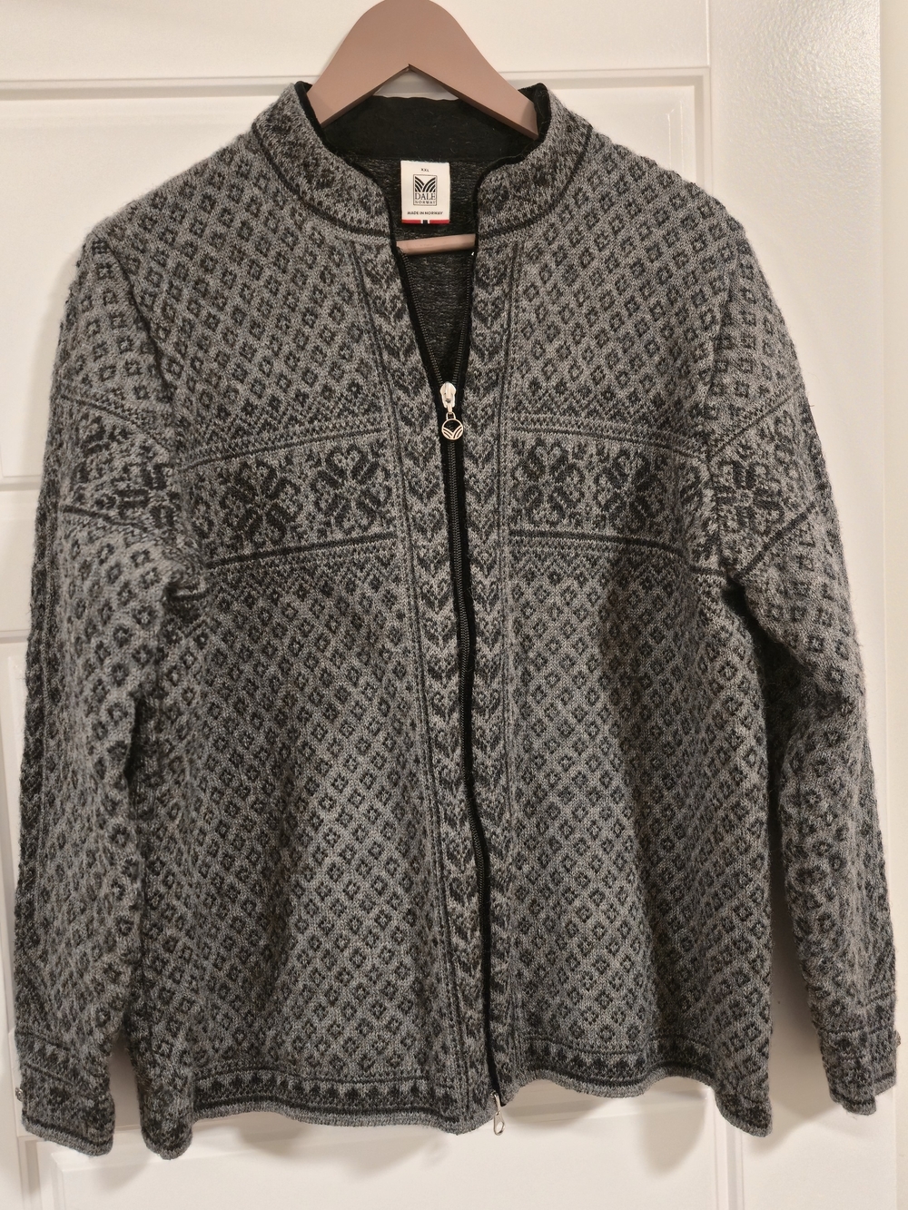 Dale of Norway Grey Patterned Zip Cardigan